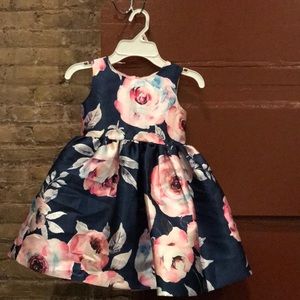 Navy and pink floral dress